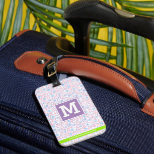 Étiquette À Bagage Monogramme floral personnalisé
