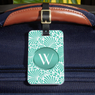 Étiquette À Bagage Monogramme floral tropical moderne