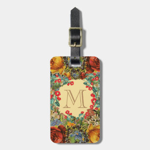 Étiquette À Bagage Monogramme Floral Vintage