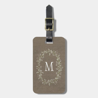 Étiquette À Bagage Monogramme floral vintage Burlap