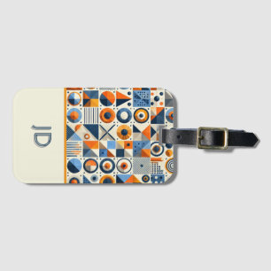 Étiquette À Bagage Monogramme géométrique coloré moderne