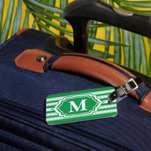Étiquette À Bagage Monogramme gras avec bandes vertes