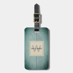 Étiquette À Bagage Monogramme gris-foncé bleu de texture élégante