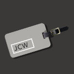 Étiquette À Bagage Monogramme Gris Gris Simple<br><div class="desc">Élégante étiquette de bagage gris personnalisable avec cadre blanc et monogramme gras.</div>
