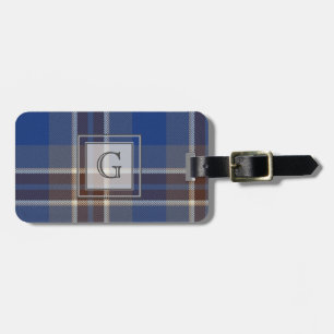 Étiquette À Bagage Monogramme Gris Gris Tartan Cadeaux Pour Hommes Cu