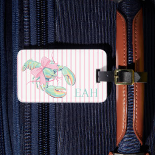 Étiquette À Bagage Monogramme homard aquarelle pastel Prépa
