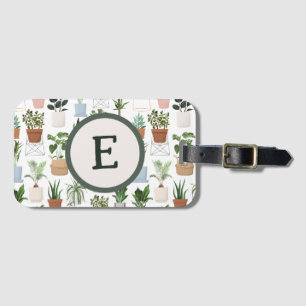 Étiquette À Bagage Monogramme Houseplants Feuilles botaniques