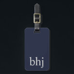 Étiquette À Bagage Monogramme initial bleu marine simple<br><div class="desc">Conception simple et élégante d'étiquettes personnalisables</div>