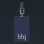 Étiquette À Bagage Monogramme initial bleu marine simple<br><div class="desc">Conception simple et élégante d'étiquettes personnalisables</div>