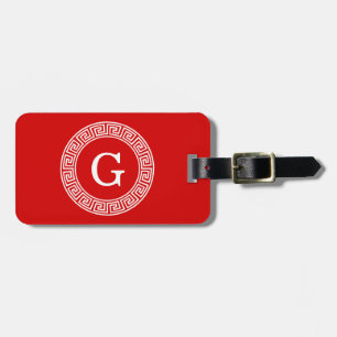 Étiquette À Bagage Monogramme initial du cadre de ligne clé grecque b