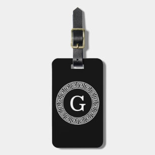 Étiquette À Bagage Monogramme initial du cadre de ligne de clé grecqu