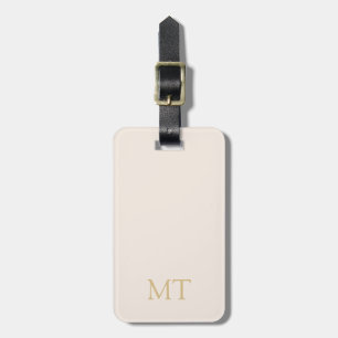 Étiquette À Bagage Monogramme initial minimaliste d'or beige moderne
