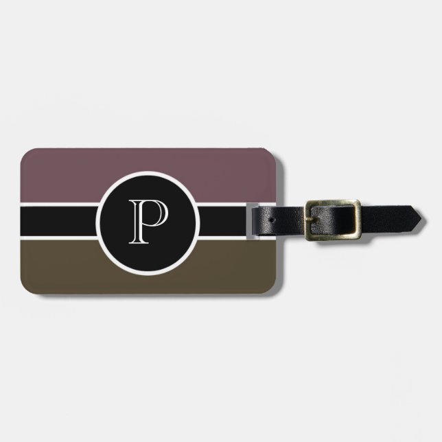 Étiquette À Bagage Monogramme Initial Moderne Chic Voyage Professionn (Devant horizontal)