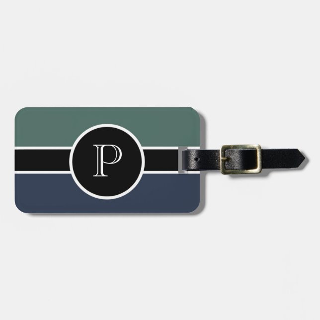 Étiquette À Bagage Monogramme Initial Moderne Chic Voyage Professionn (Devant horizontal)