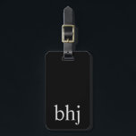 Étiquette À Bagage Monogramme initial noir simple<br><div class="desc">Conception simple et élégante d'étiquettes personnalisables</div>