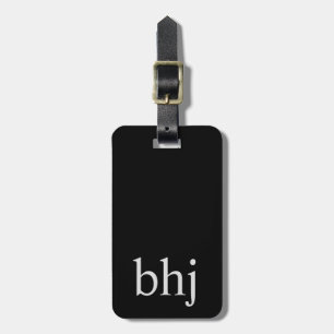 Étiquette À Bagage Monogramme initial noir simple