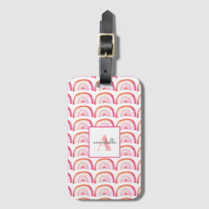 Étiquette À Bagage Monogramme Initial Rose Rainbow