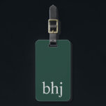 Étiquette À Bagage Monogramme initial vert émeraude simple<br><div class="desc">Conception simple et élégante d'étiquettes personnalisables</div>