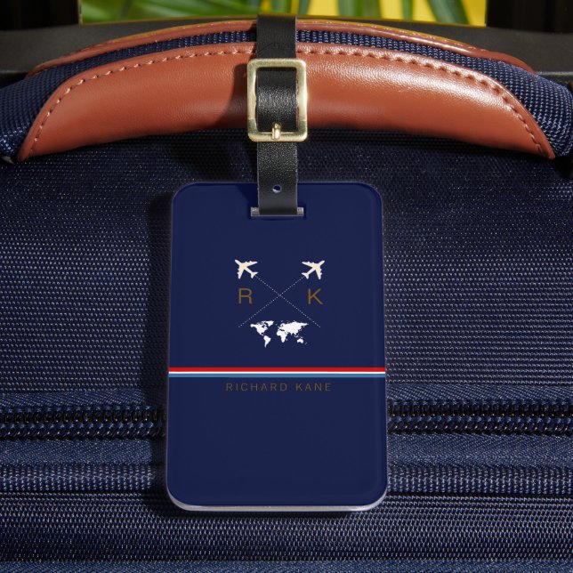 Étiquette À Bagage Monogramme (initiales + nom) / voyage monogrammé (Insitu Rectoal 2)