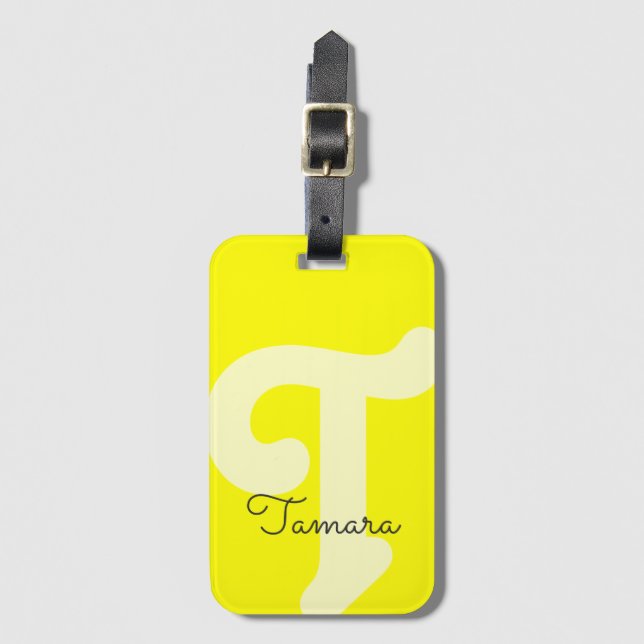 Étiquette À Bagage Monogramme lumineux Monogramme Initial Néon Jaune (Devant Vertical)