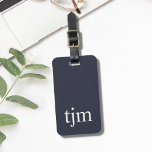 Étiquette À Bagage Monogramme Masculine bleu simple<br><div class="desc">Simple design élégant personnalisable porte-bagages design avec arrière - plan bleu,  blanc gras monogramme.</div>