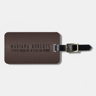 Étiquette À Bagage Monogramme métallique marron 2 aspect aluminium br