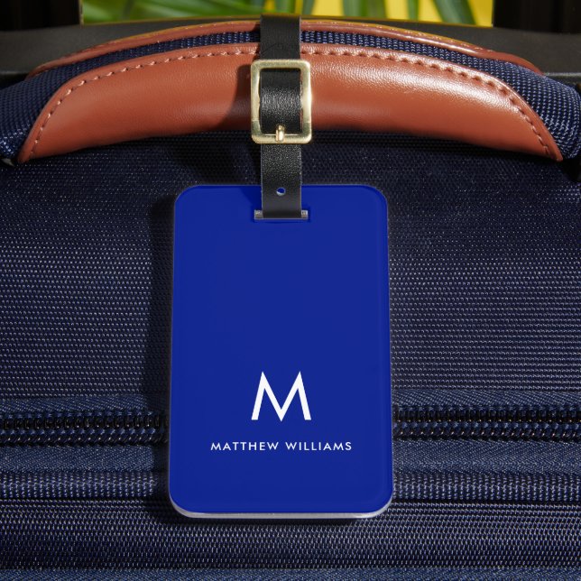 Étiquette À Bagage Monogramme minimal bleu marine moderne personnalis (Insitu Rectoal 2)
