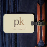 Étiquette À Bagage Monogramme minimaliste en kaki clair à deux tons<br><div class="desc">Tag de monogramme minimaliste à deux tons en kaki clair</div>
