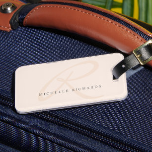 Étiquette À Bagage Monogramme minimaliste épicé rose Whisper