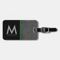Monogramme minimaliste noir cuir et chaux vert