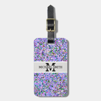 Étiquette À Bagage Monogramme moderne #6 de parties scintillantes de