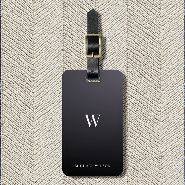 Étiquette À Bagage Monogramme moderne Cool minimaliste professionnel (Créateur téléchargé)