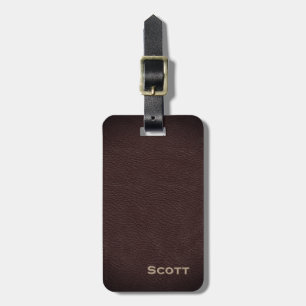 Étiquette À Bagage Monogramme moderne exécutif de motif en cuir Brown