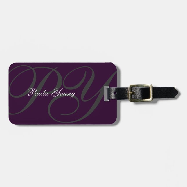 Étiquette À Bagage Monogramme moderne fait sur commande 2a (Devant horizontal)