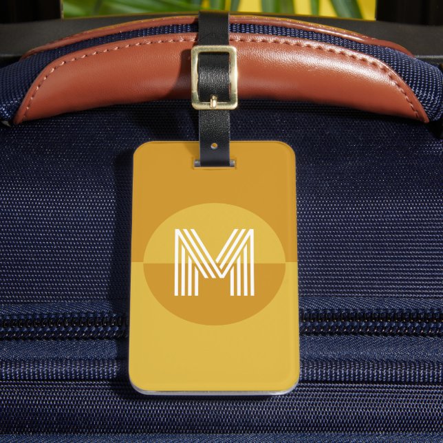 Étiquette À Bagage Monogramme moderne géométrique Jaune de moutarde r (Insitu Rectoal 2)