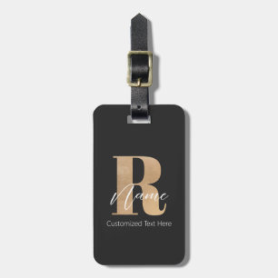 Étiquette À Bagage Monogramme Moderne Initiale R & Nom Personnalisé