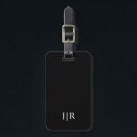Étiquette À Bagage Monogramme moderne noir et blanc I<br><div class="desc">Cette marque de bagage moderne a un riche arrière - plan noir,  avec vos initiales en gras texte blanc pour un look simple et élégant,  mais professionnel.</div>