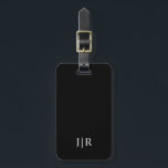Étiquette À Bagage Monogramme moderne noir et blanc I<br><div class="desc">Cette marque de bagage moderne a un riche arrière - plan noir,  avec vos initiales en gras texte blanc pour un look simple et élégant,  mais professionnel.</div>