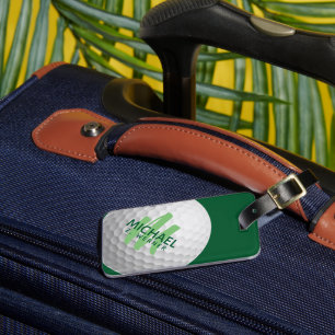 Étiquette À Bagage Monogramme moderne Nom Golfer Travel