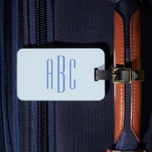 Étiquette À Bagage Monogramme Moderne Trois Lettres Bleu Clair (Insitu Rectoal 4)