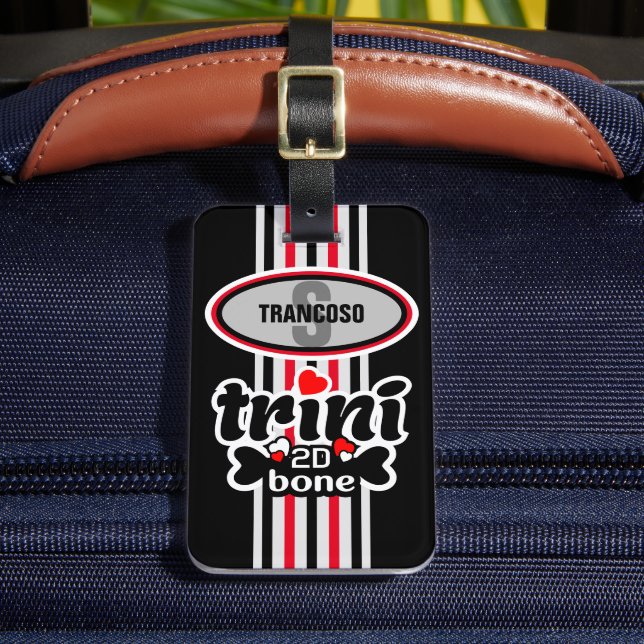 Étiquette À Bagage Monogramme modifiable Trini initial à de Bone (Insitu Rectoal 2)