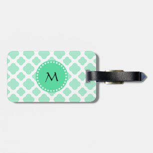 Étiquette À Bagage Monogramme Monnaie magique et Motif Quatrefoil bla