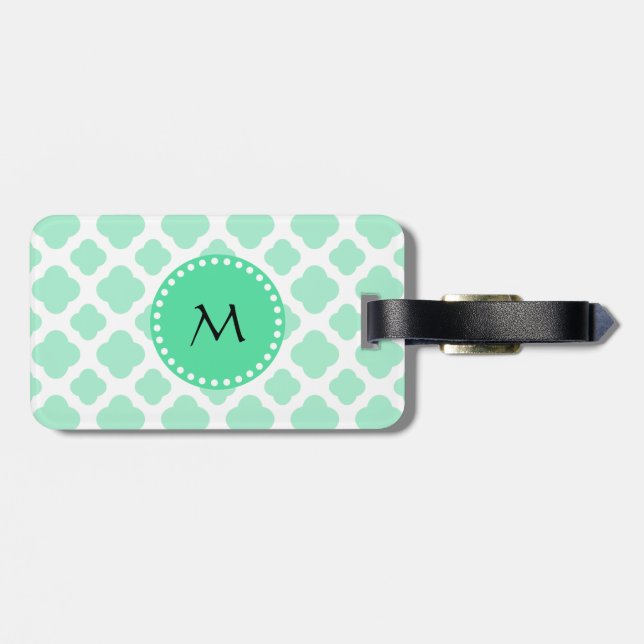 Étiquette À Bagage Monogramme Monnaie magique et Motif Quatrefoil bla (Dos horizontal)