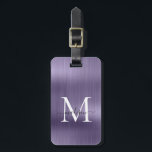 Étiquette À Bagage Monogramme Monogramme de script métallique brossé<br><div class="desc">Étiquette en métal brossé Monogramme mignon</div>