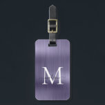 Étiquette À Bagage Monogramme Monogramme de script métallique brossé<br><div class="desc">Étiquette en métal brossé Monogramme mignon</div>