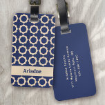 Étiquette À Bagage Monogramme Motif à fleurs Retro Bleu<br><div class="desc">Un monogramme audacieux</div>