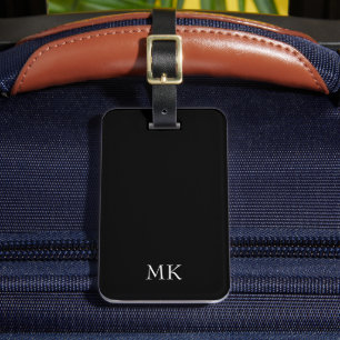 Étiquette À Bagage Monogramme noir blanc