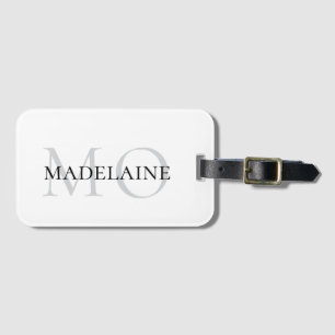 Étiquette À Bagage Monogramme noir blanc Voyage personnel