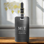 Étiquette À Bagage Monogramme Noir brossé métal élégant<br><div class="desc">Améliorez votre expérience de voyage avec notre étiquette de bagages Monogramme minimaliste classique élégant et moderne. Cet accessoire méticuleusement conçu allie élégance intemporelle et minimalisme contemporain, assurant à vos bagages un caractère sophistiqué. Réalisée avec précision et attention au détail, cette étiquette à bagages est plus qu'un simple article pratique, c'est...</div>