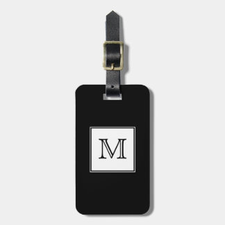 Étiquette À Bagage Monogramme noir et blanc